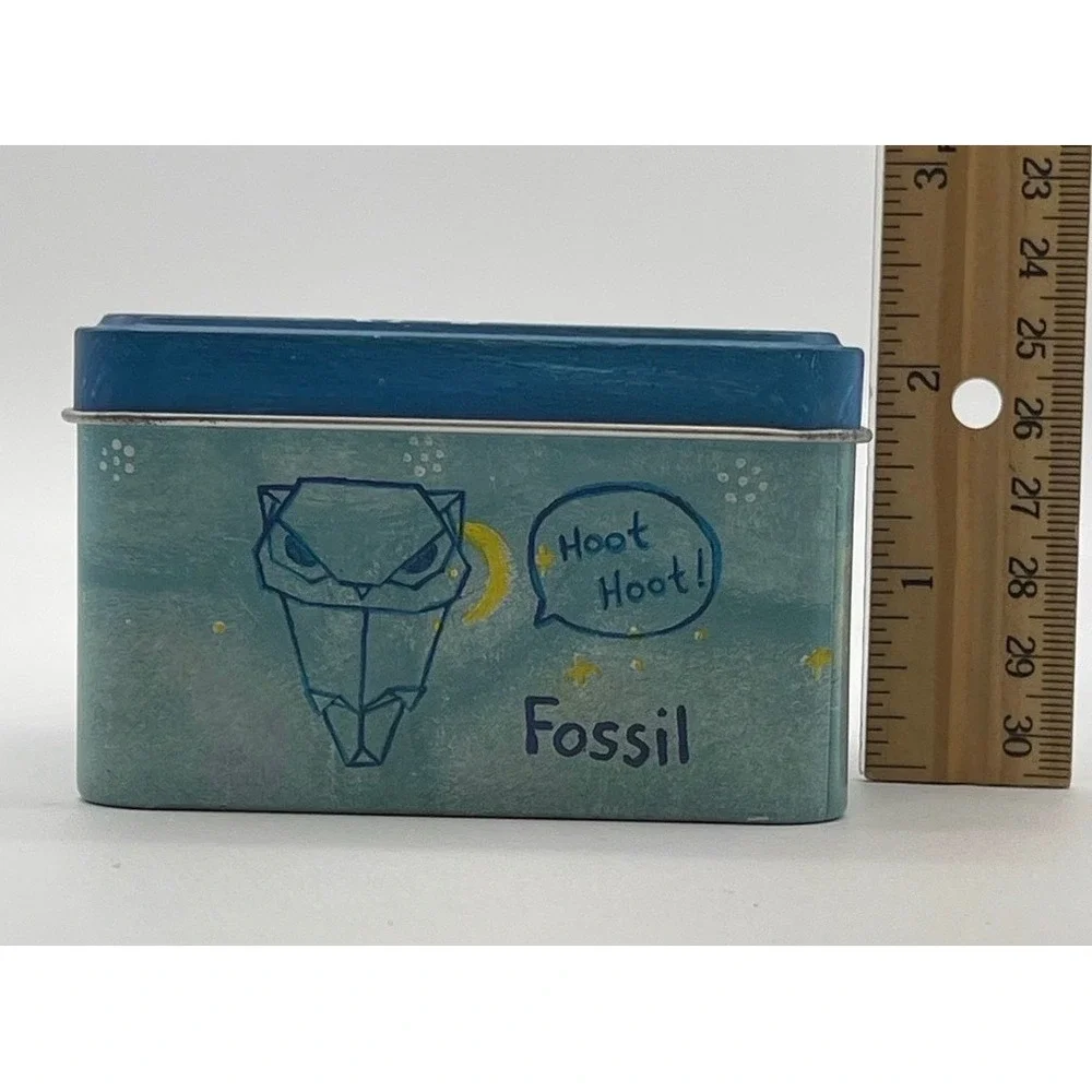 Vintage FOSSIL Watch Tin Blue Origami Owl Night Sky Collectible Box 2004 Y2K